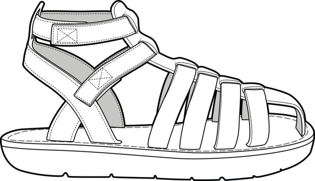 Drawing,clothing,vector,illustration,smart Fisherman Sandal,sandal,girl Sporty Fisherman,marian Shoes,footwear,decorated Gladiator Sandal,modernist Sandal,cagged,footwear, Shoes,women,young Shoes