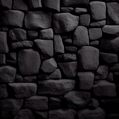 Black stone wall texture background. Generative AI