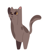Cute cartoon kitten with cheerful nature and fur