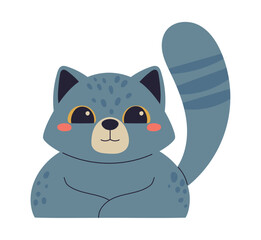 Cute kitten sits happily