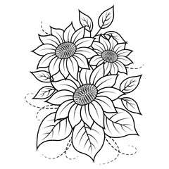 Floral Coloring Pages, Indian style Black And White Floral Coloring Pages, Adult Floral Coloring Pages, Floral Mandala