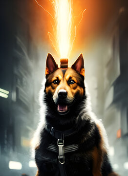 german shepherd dogman. Generative AI.