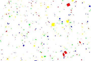 Colorful confetti scattered on a white background, creating a festive and celebratory atmosphere. With clipping path