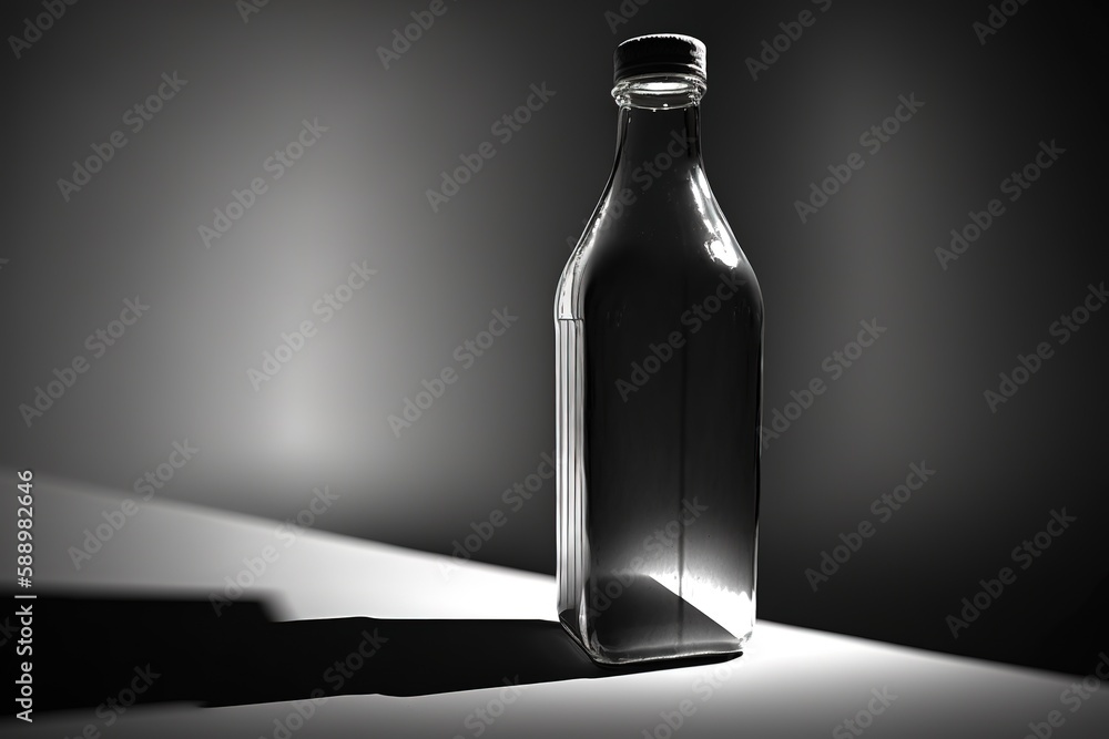 Poster view of bottle up close with copy space generative ai