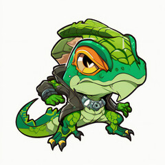 Obraz premium crocodile warrior illustration created with Generative AI technology