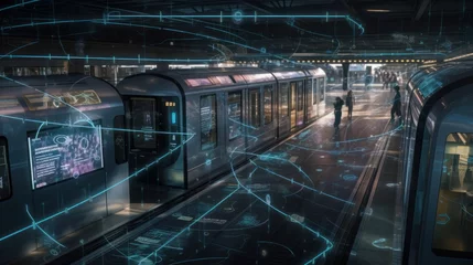 Poster Revolutionizing Public Transit: AI-Powered HUID Interfaces Streamline Rush Hour Routes with ChatGPT Algorithms, Cinematic & Hyper-Detailed Desig, Generative AI © Vipers