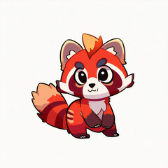 Little red panda illustration created with Generative AI technology