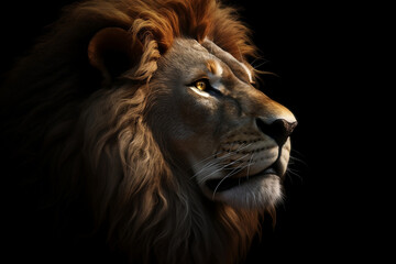 lion profile on black background