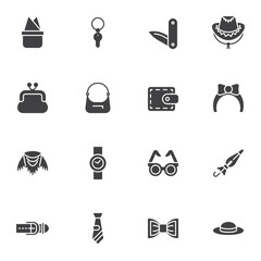Fashion accessories vector icons set