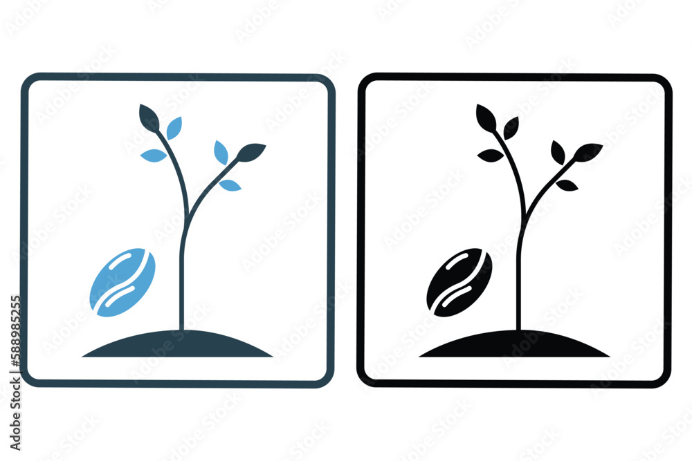 Poster coffee tree icon illustration. icon related to coffee element. solid icon style. simple vector desig