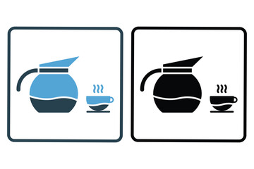 Espresso coffee icon illustration. icon related to coffee element, Coffee pot and coffee cup. Solid icon style. Simple vector design editable