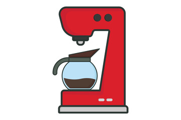 Coffee machine icon illustration. icon related to coffee element, Coffee machine and coffee pot. Flat line icon style, Lineal color . Simple vector design editable
