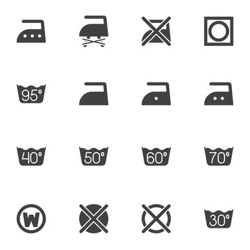 Laundry symbols vector icons set