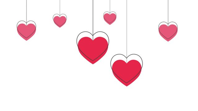 animation of red heart on white background. Looped heart rotation. Render of romantic background for valentines day 14 february. Love heart background