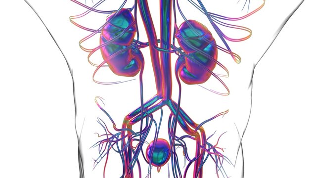 Human Kidneys Anatomy For Medical Concept 3D Rendering