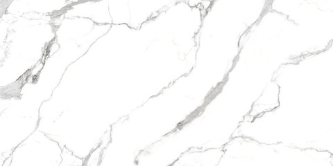 Carrara Statuario white marble texture background, Glossy marble with grey streaks, Perfect same size of ceramic tiles design, Interior kitchen, Bathroom and flooring tiles - obrazy, fototapety, plakaty