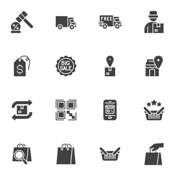 Shopping and ecommerce vector icons set