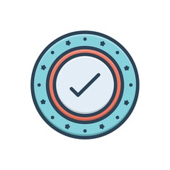 Color illustration icon for check  