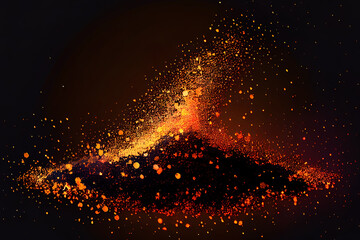 Fire embers particles over black background. Fire sparks background. Generative Ai