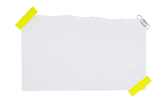 Blank note paper with yellow tape edge