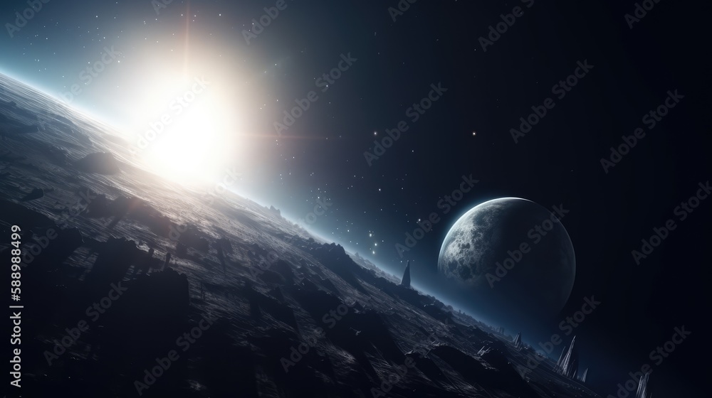 Wall mural deep space view, made with generative ai