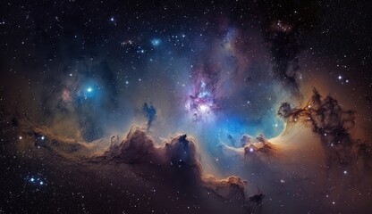 Fototapeta premium Nebula in the deep of space, made with generative ai