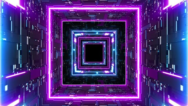 Neon Cyberpunk Tunnel Passage Background