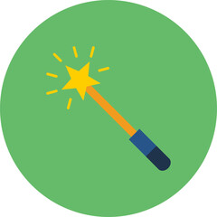 Magic Wand Multicolor Circle Flat Icon