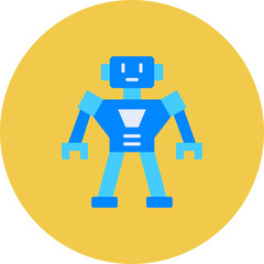 Robot Multicolor Circle Flat Icon