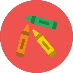 Crayons Multicolor Circle Flat Icon
