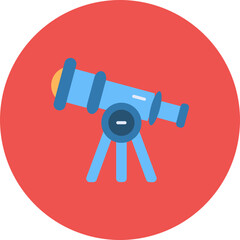 Telescope Multicolor Circle Flat Icon