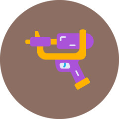 Water Gun Multicolor Circle Flat Icon