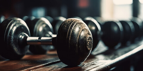 Obraz na płótnie Canvas Strength Training Essentials: Gym weights close-up. Generative AI