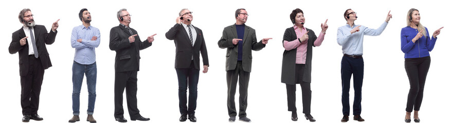 group of business people with microphone isolated