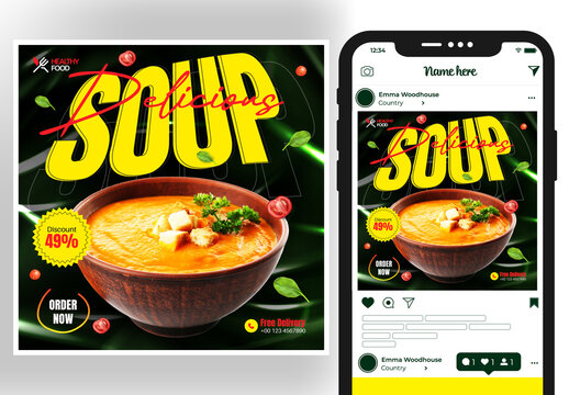 Delicious Soup Food Social Media Post