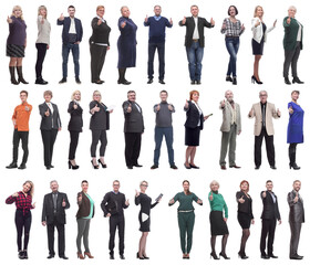 Fototapeta premium group of business people holding thumb up isolated