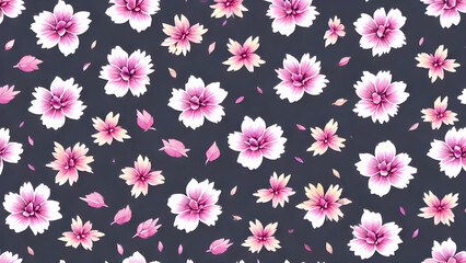 Fototapeta na wymiar simple seamless Watercolor pink Flowers Black background themed pattern, seamless floral pattern, seamless pattern with pink flowers, seamless pattern with flowers, seamless floral background