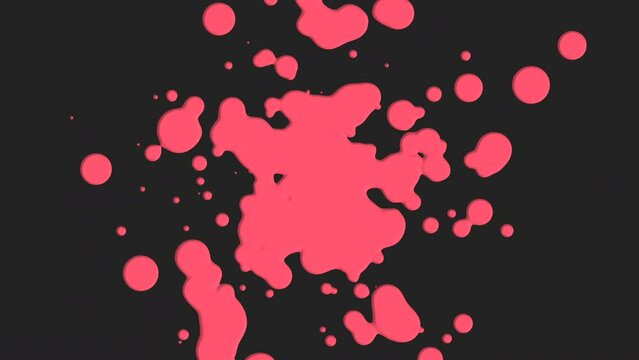 Abstract flowing red liquid and splashes spots on black gradient, motion business and corporate style background