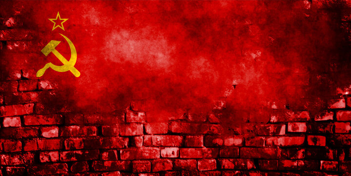 USSR flag. Soviet Russia flag mixed repeated exposure. symbol of disintegration
