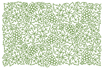 Grapevine floral pattern. Grape branches and leaves. Editable outline stroke. Vector line.