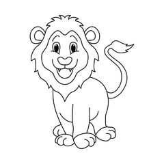 Funny lion cartoon characters vector illustration. For kids coloring book.