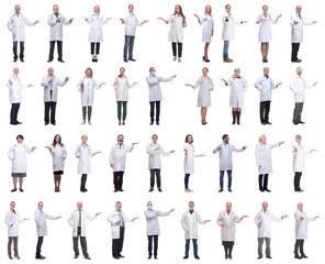 group of doctors in full length isolated on white