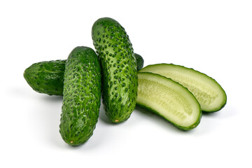 Cucumbers, isolated on white background. High resolution image.