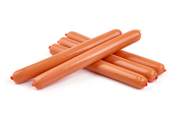 Frankfurter Boiled Sausages, isolated on a white background.