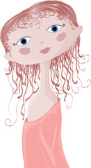 Cute girl with blue eyes. Vector file for designs.
