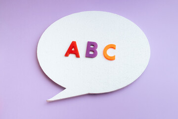 Speech Bubble with A, B, C Letters Education Concept Image. Alphabet and communication in speaking conceptual photo
