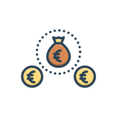 Color illustration icon for eur price 