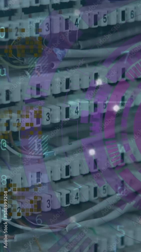 Poster animation of scope scanning and data processing over server room