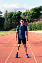 Fototapeta premium Athlete with leg prosthesis portrait