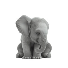 baby elephant sitting on transparent background, isolated on white